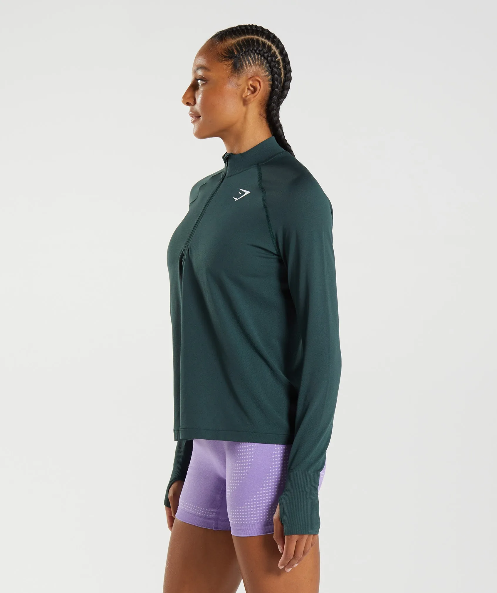 Gymshark Vital Seamless 1/2 Zip - Woodland Green Marl sold by Gymshark product image thumbnail 3