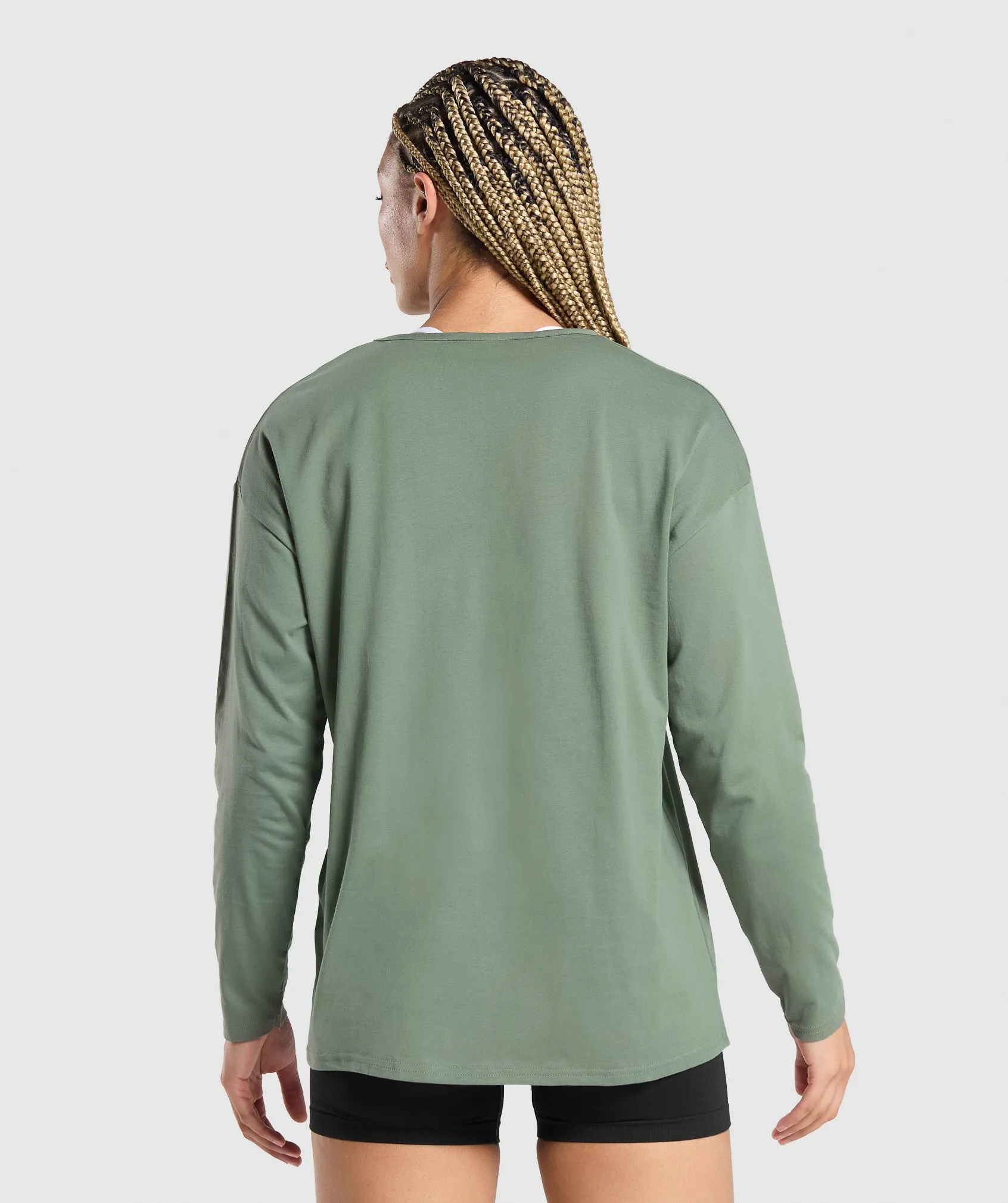 Gymshark Training Oversized Cotton Long Sleeve Top - Unit Green sold by Gymshark product image thumbnail 2