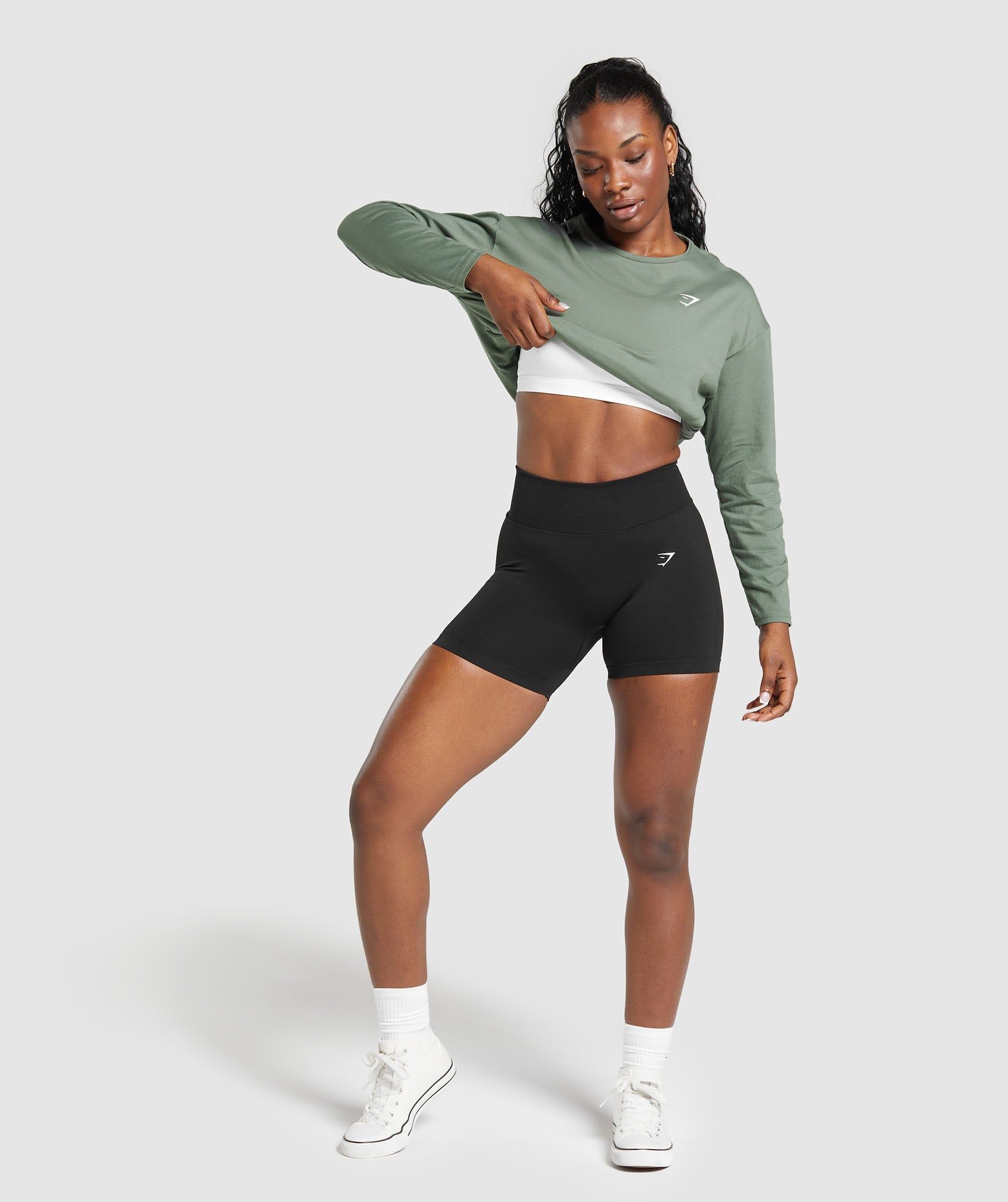 Gymshark Oversized Cotton Long Sleeve Top - Unit Green sold by Gymshark product image thumbnail 3