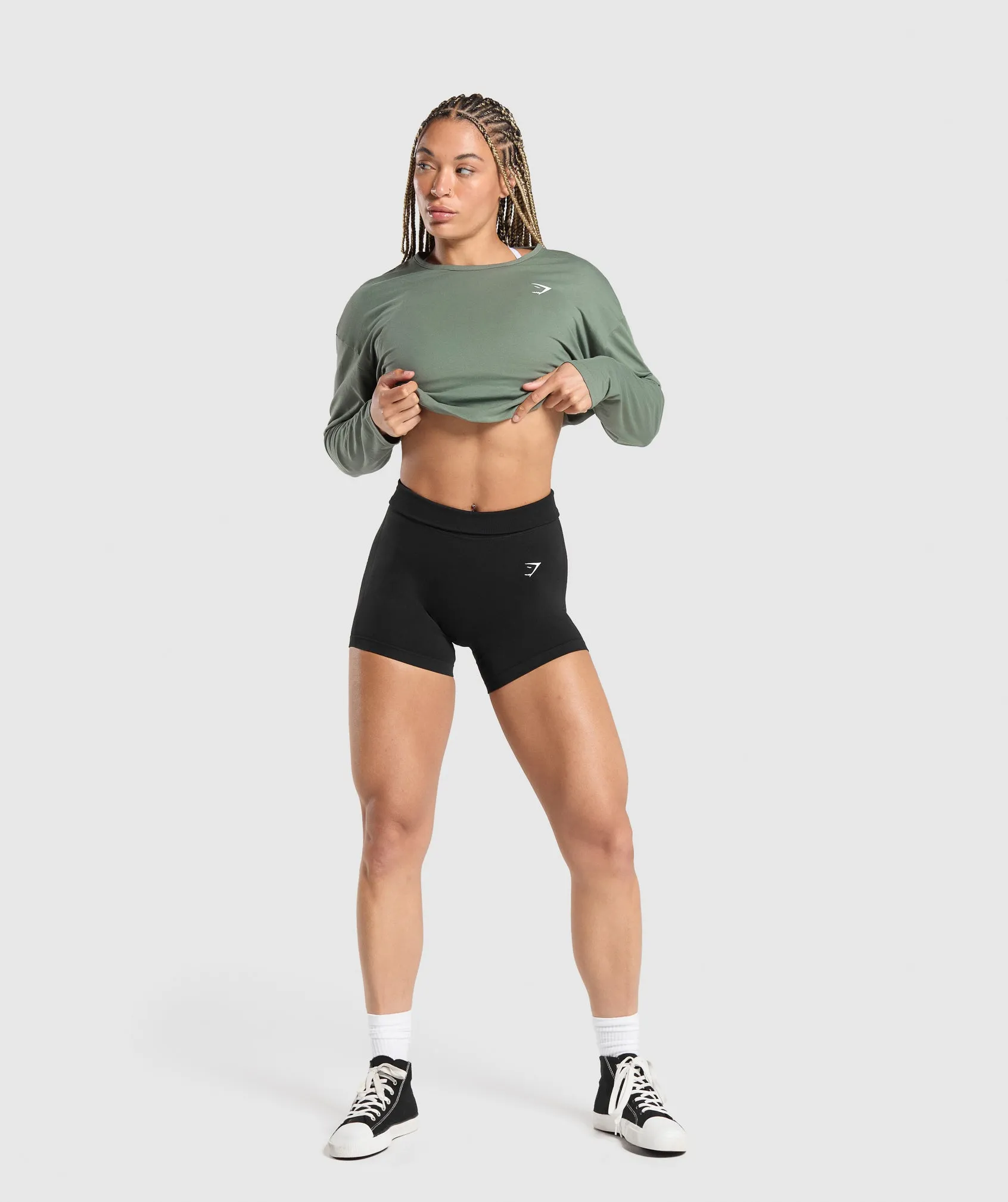 Gymshark Training Oversized Cotton Long Sleeve Top - Unit Green sold by Gymshark product image thumbnail 4