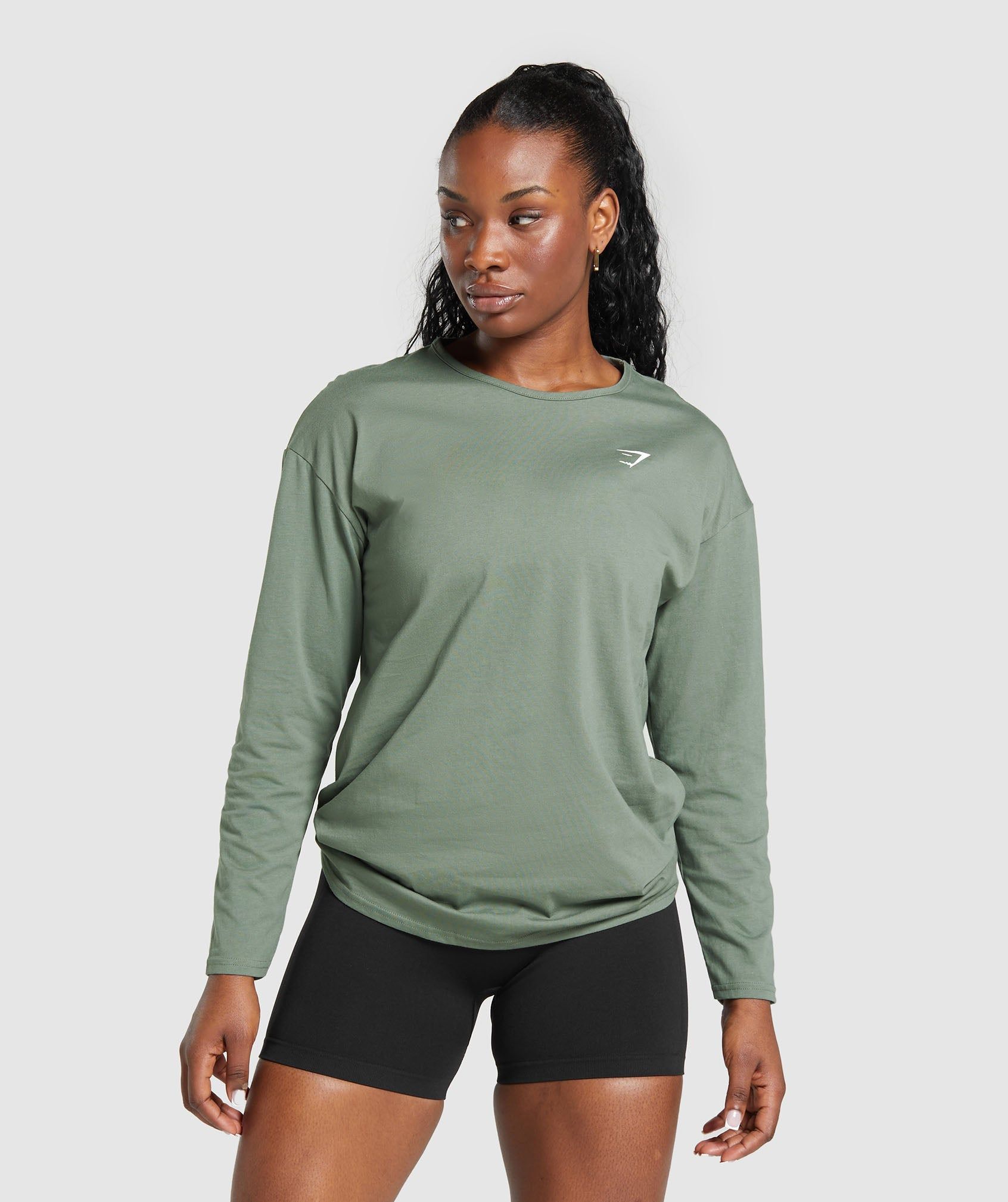 Gymshark Oversized Cotton Long Sleeve Top - Unit Green sold by Gymshark