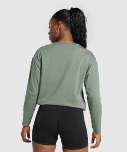 Gymshark Oversized Cotton Long Sleeve Top - Unit Green sold by Gymshark