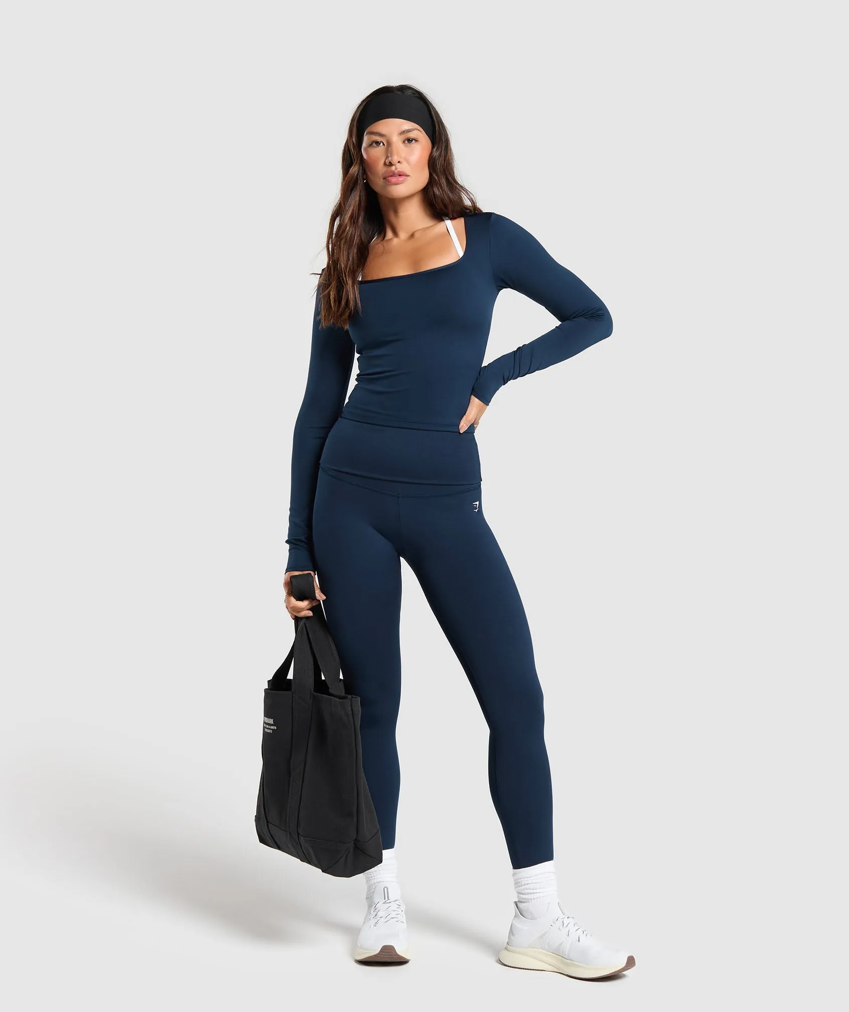 Gymshark Everyday Long Sleeve Midi Top - Navy sold by Gymshark product image thumbnail 4