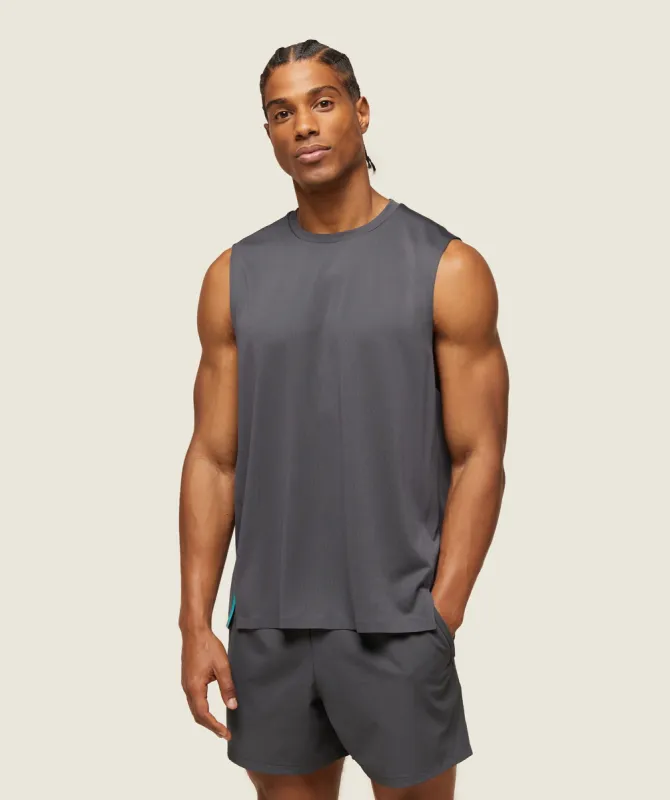 Gymshark everywear Tech Sleeveless Tee - Onyx Grey sold by Gymshark