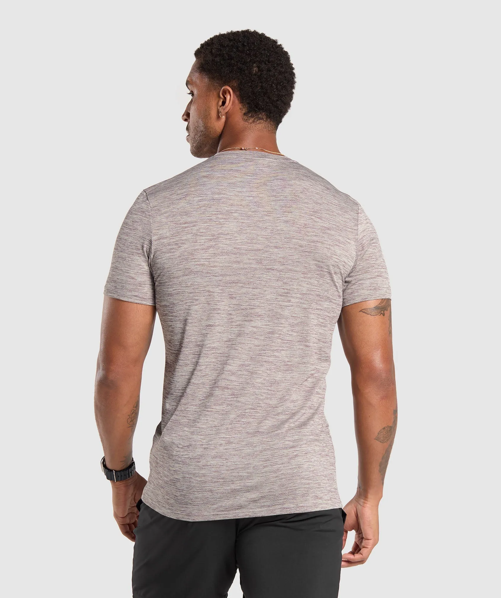 Gymshark Arrival Marl T-Shirt - Pebble Grey/Powder Mauve Marl sold by Gymshark product image thumbnail 2