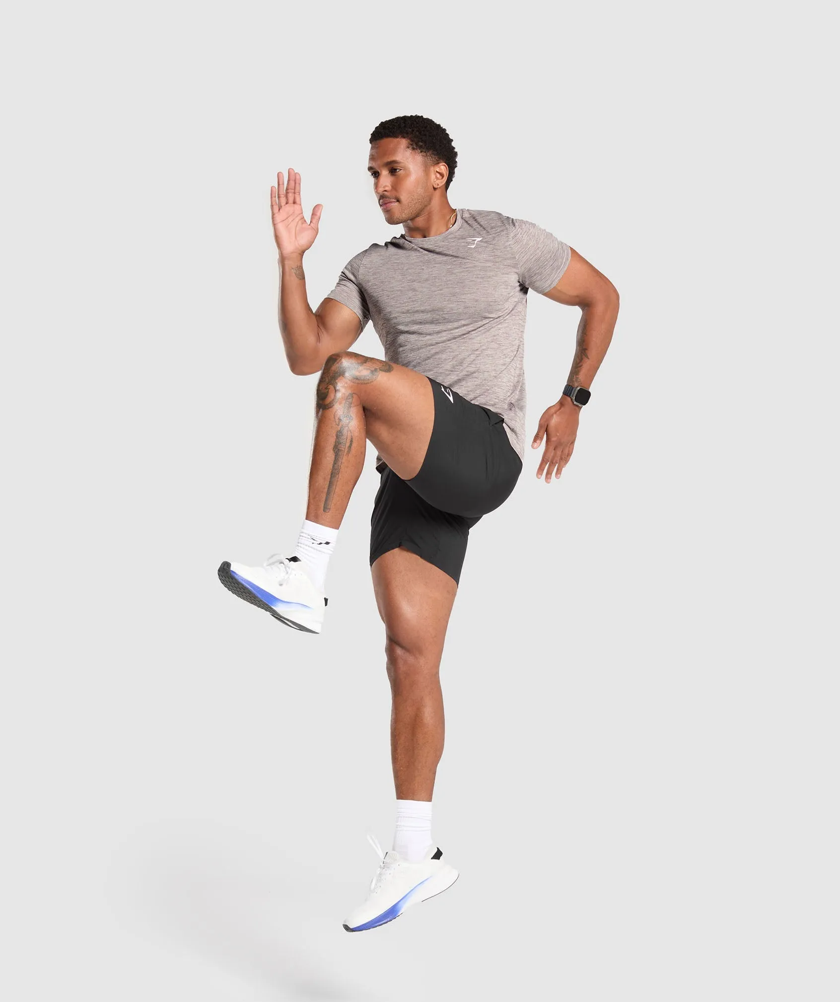 Gymshark Arrival Marl T-Shirt - Pebble Grey/Powder Mauve Marl sold by Gymshark product image thumbnail 4