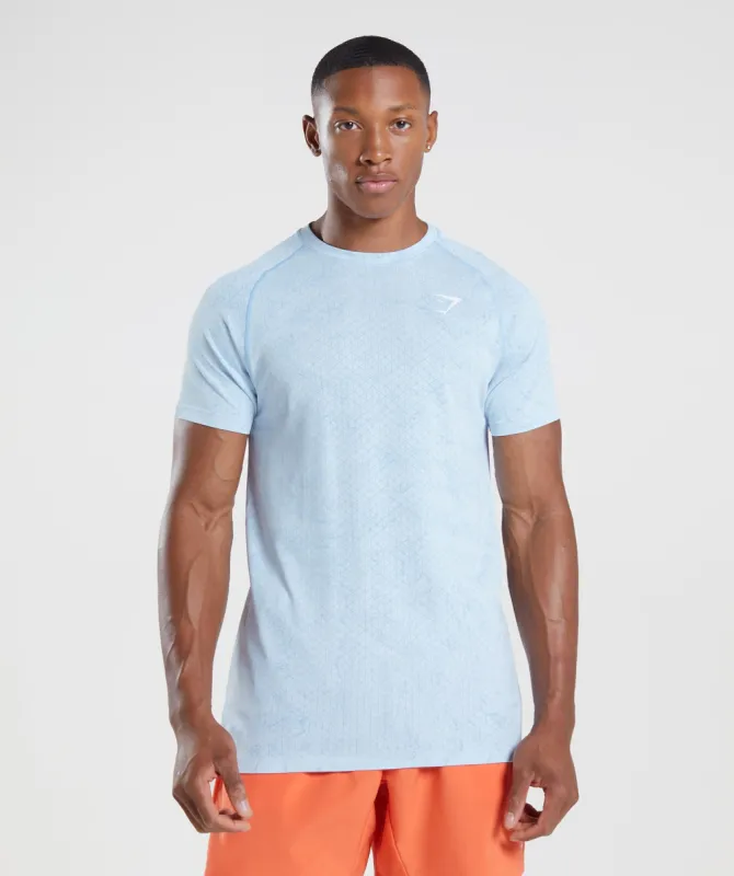Gymshark Geo Seamless T-Shirt - White/Moonstone Blue sold by Gymshark