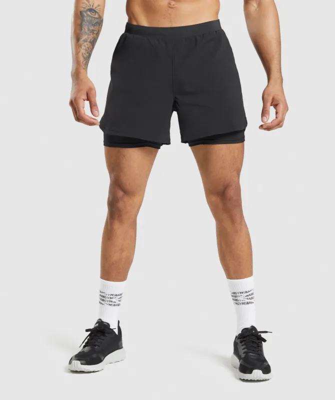 Gymshark Speed Evolve 5" 2 In 1 Shorts - Black sold by Gymshark