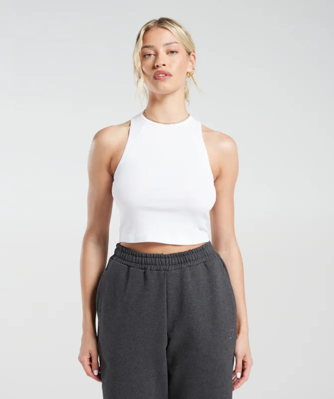 Gymshark Cotton Rib Midi Tank - White sold by Gymshark