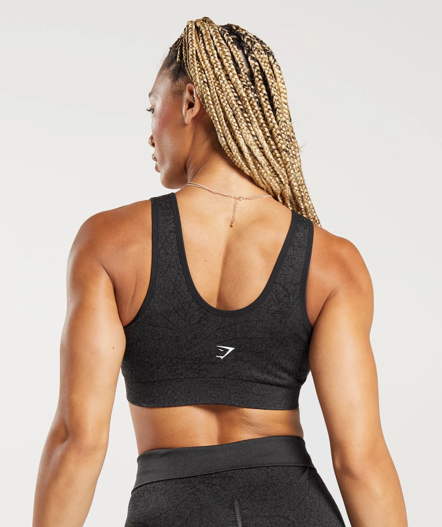 Gymshark Adapt Pattern Seamless Longline Bra - Black/Graphite Grey sold by Gymshark product image thumbnail 2