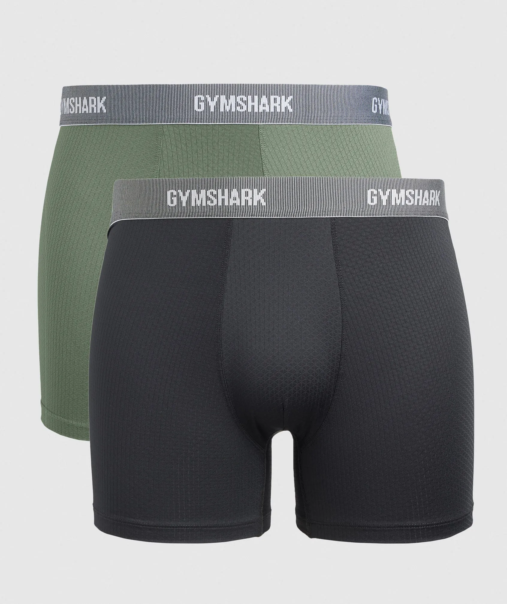 Gymshark Sports Tech Boxers 2pk - Black/Core Olive sold by Gymshark