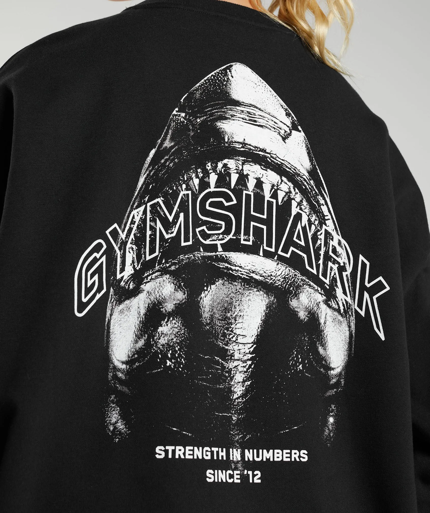 Gymshark Shark Attack Oversized Sweatshirt - Black sold by Gymshark product image thumbnail 4