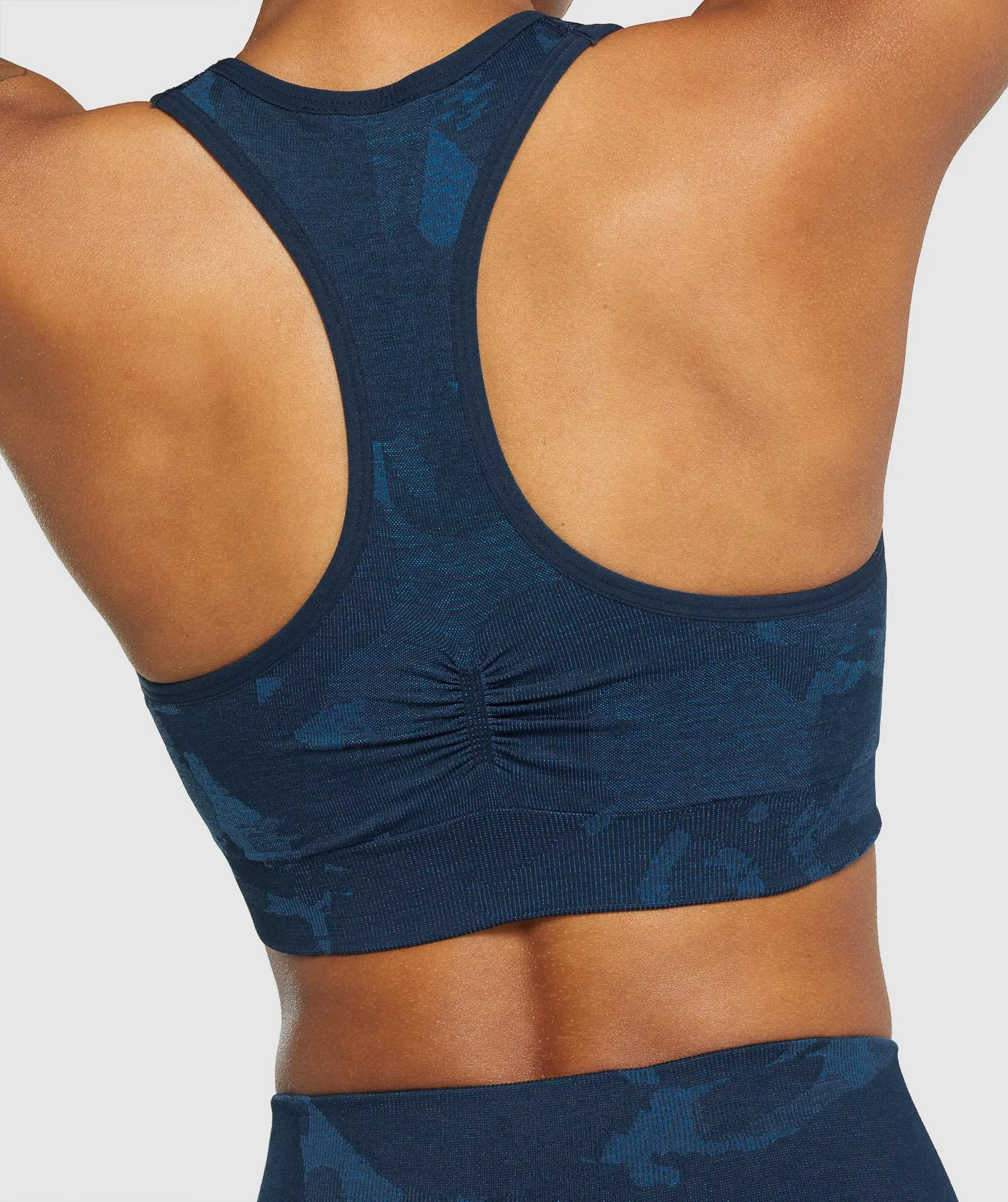 Gymshark Adapt Camo Seamless Racer Back Sports Bra - Savanna | Navy sold by Gymshark product image thumbnail 5