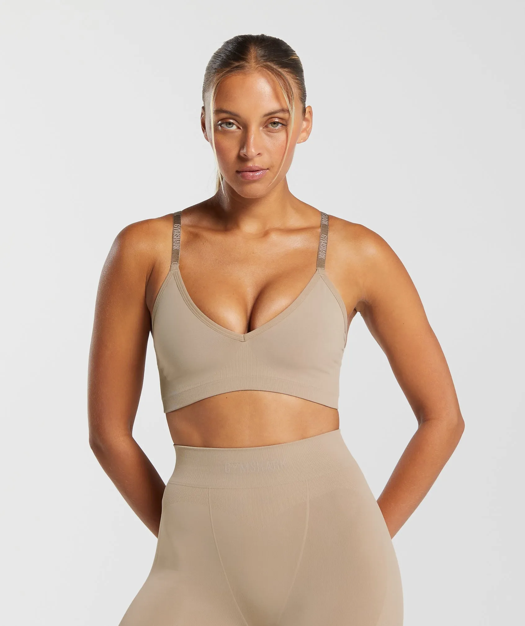 Gymshark Seamless V Neck Bralette - Cement Brown sold by Gymshark