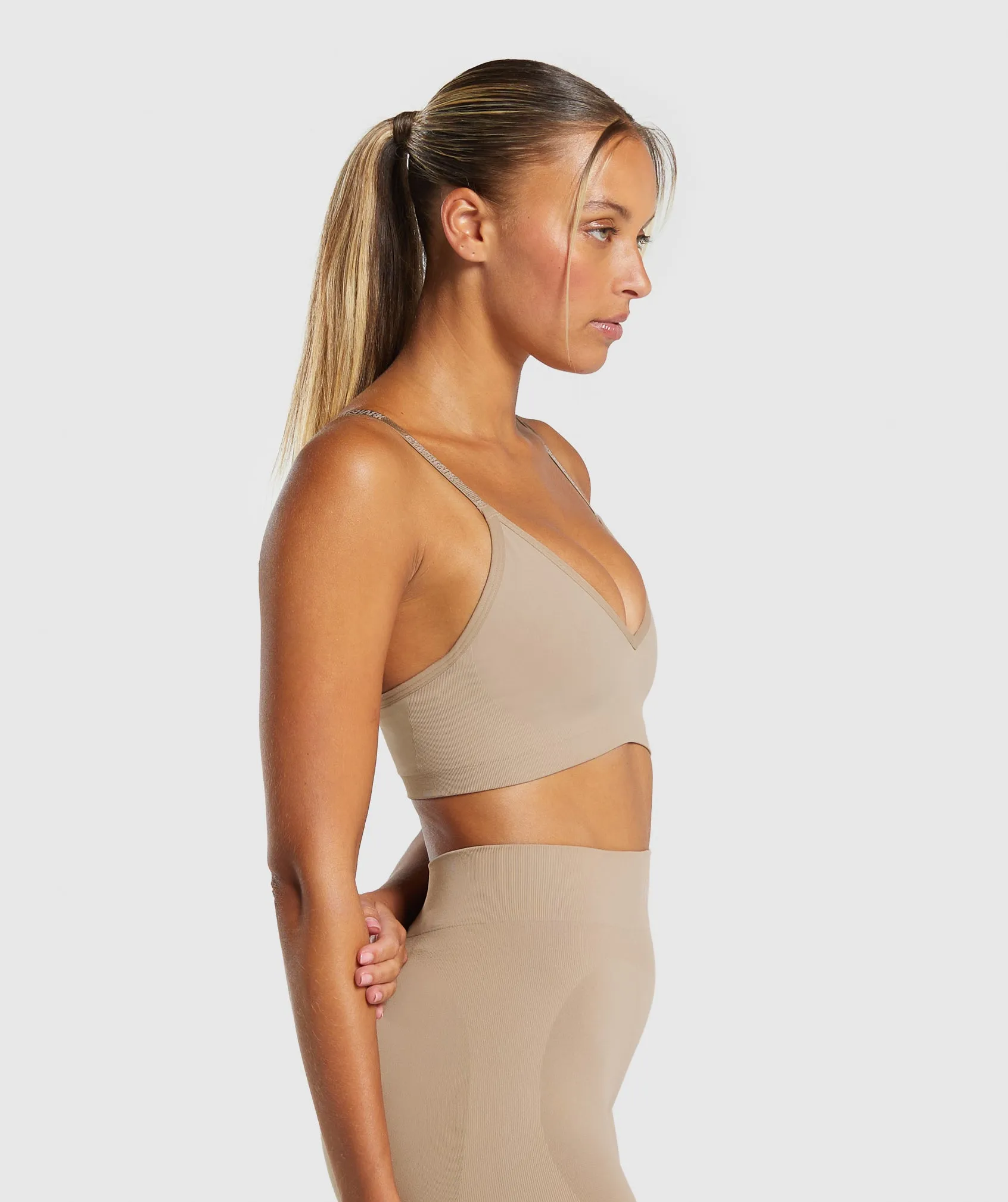 Gymshark Seamless V Neck Bralette - Cement Brown sold by Gymshark product image thumbnail 3