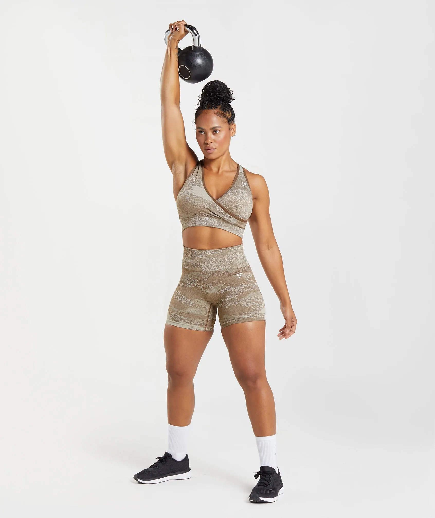 Gymshark Adapt Camo Seamless Sports Bra - Pebble Grey/Soul Brown sold by Gymshark product image thumbnail 4