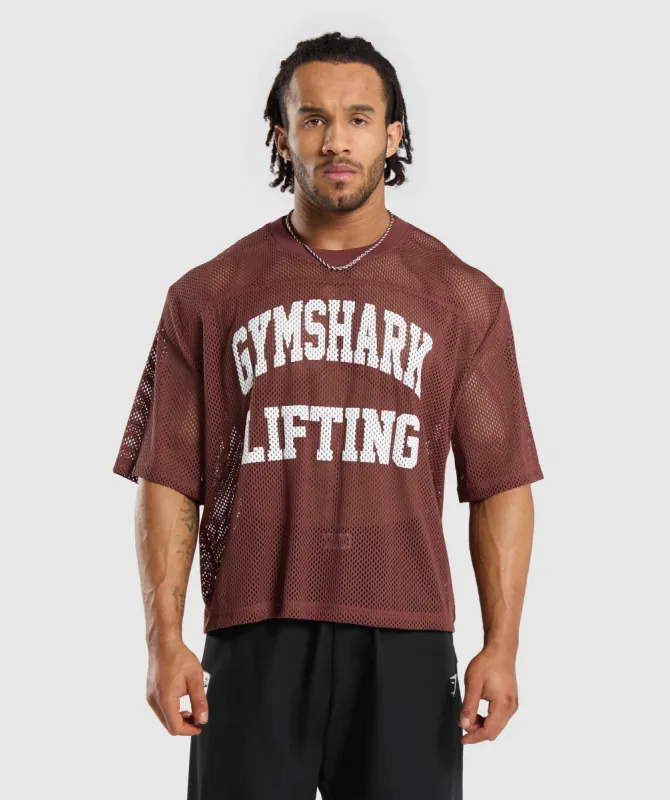 Gymshark Mesh Oversized T-Shirt - Burgundy Brown sold by Gymshark
