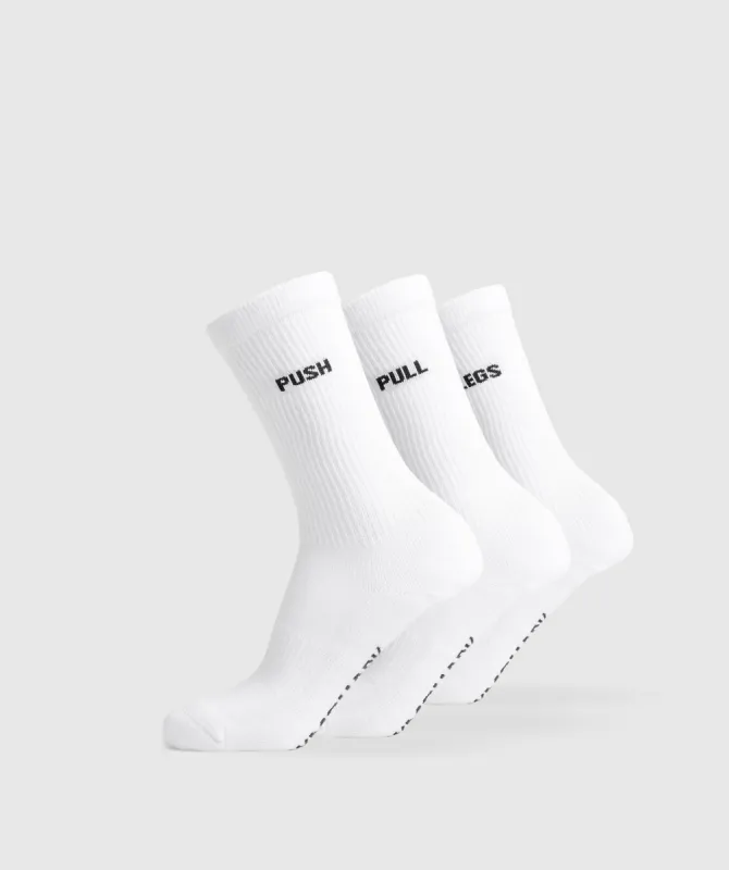 Gymshark GFX Crew Socks 3pk - White sold by Gymshark