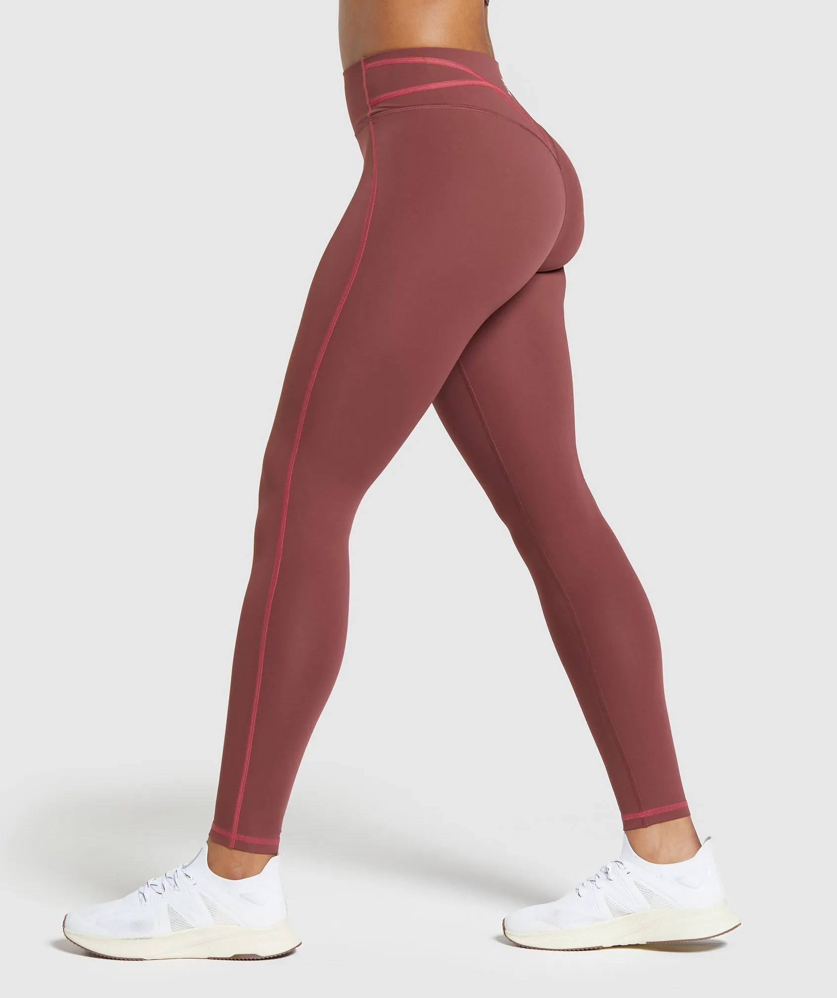 Gymshark Stitch Feature Leggings - Burgundy Brown sold by Gymshark product image thumbnail 3
