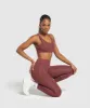 Gymshark Stitch Feature Leggings - Burgundy Brown sold by Gymshark