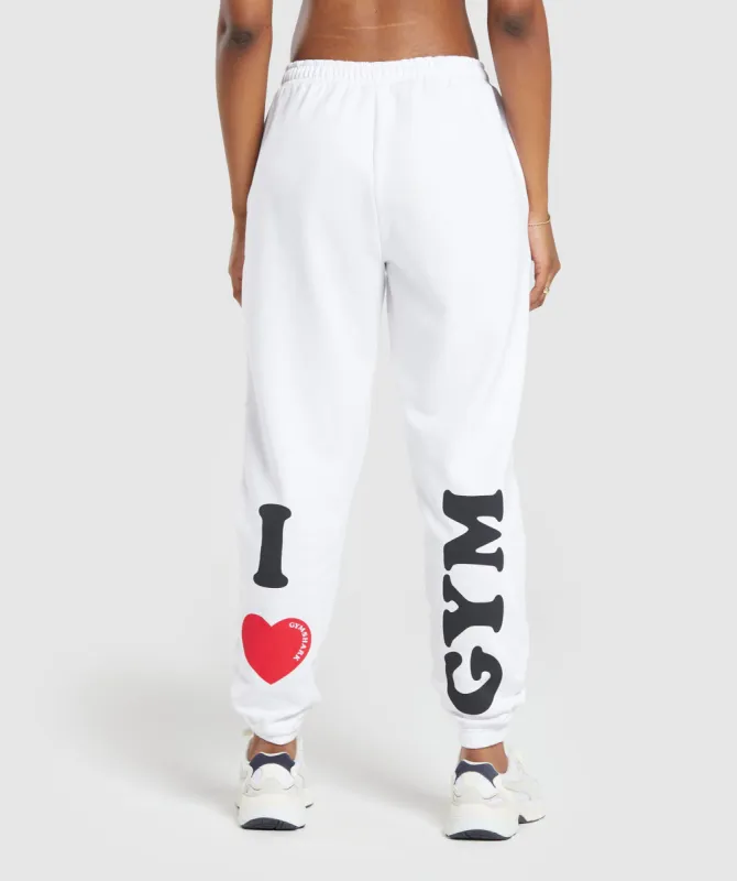Gymshark I Heart Gym Joggers - White sold by Gymshark