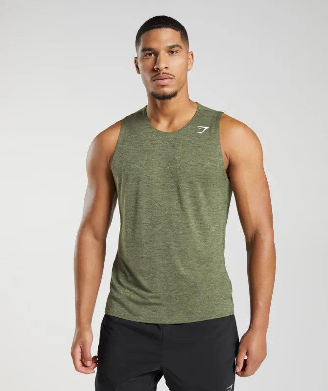 Gymshark Arrival Slim Marl Tank - Core Olive/Kalamata Olive Marl sold by Gymshark