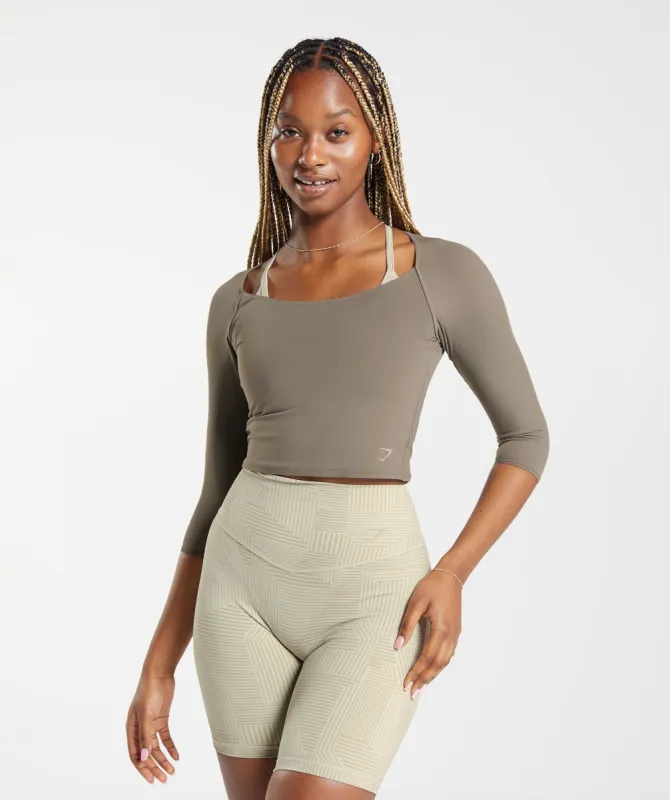 Gymshark Elevate 3/4 Sleeve Crop Top - Brushed Brown sold by Gymshark