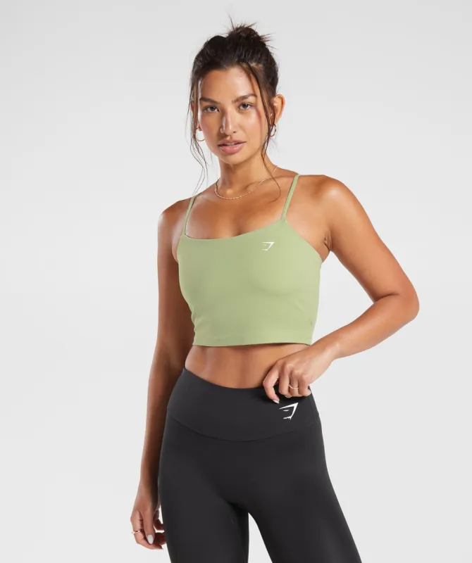 Gymshark Strappy Crop Cami Tank - Light Sage Green sold by Gymshark