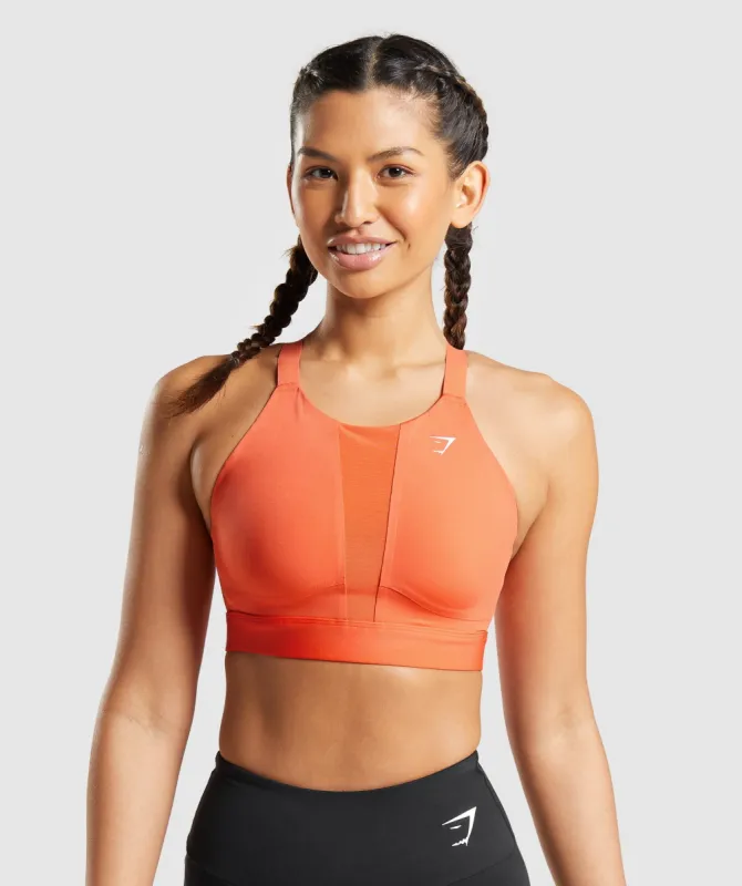 Gymshark Mesh Neckline 2.0 Sports Bra - Papaya Orange sold by Gymshark