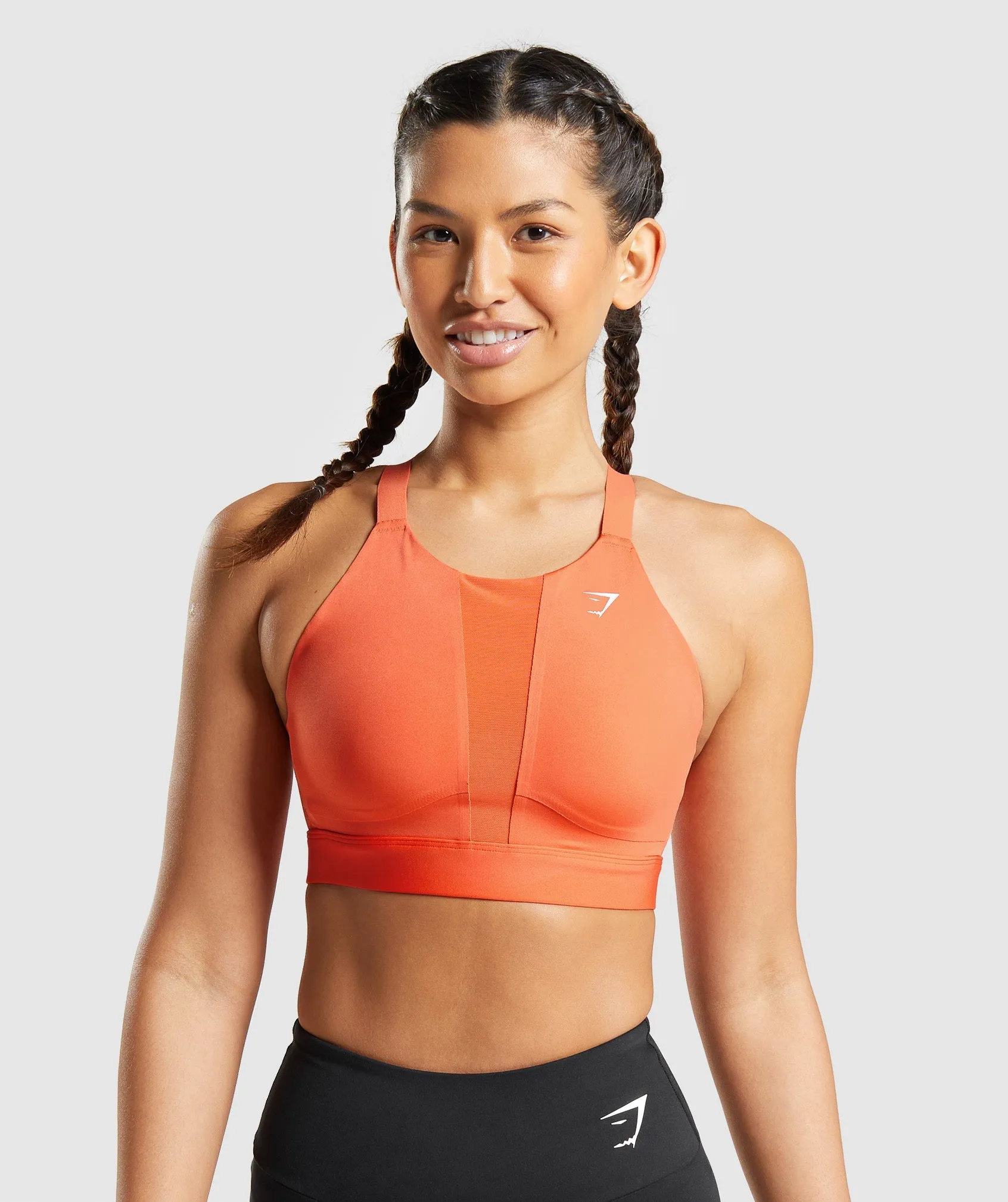 Gymshark Mesh Neckline 2.0 Sports Bra - Papaya Orange sold by Gymshark