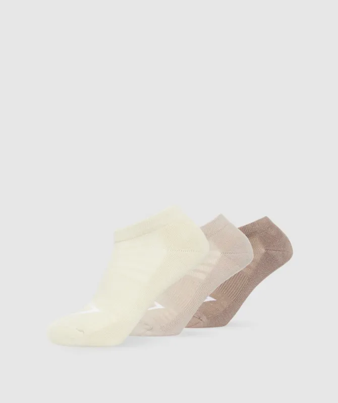 Gymshark Ankle Socks 3pk - Mocha Mauve/Stone Pink/Ecru White sold by Gymshark