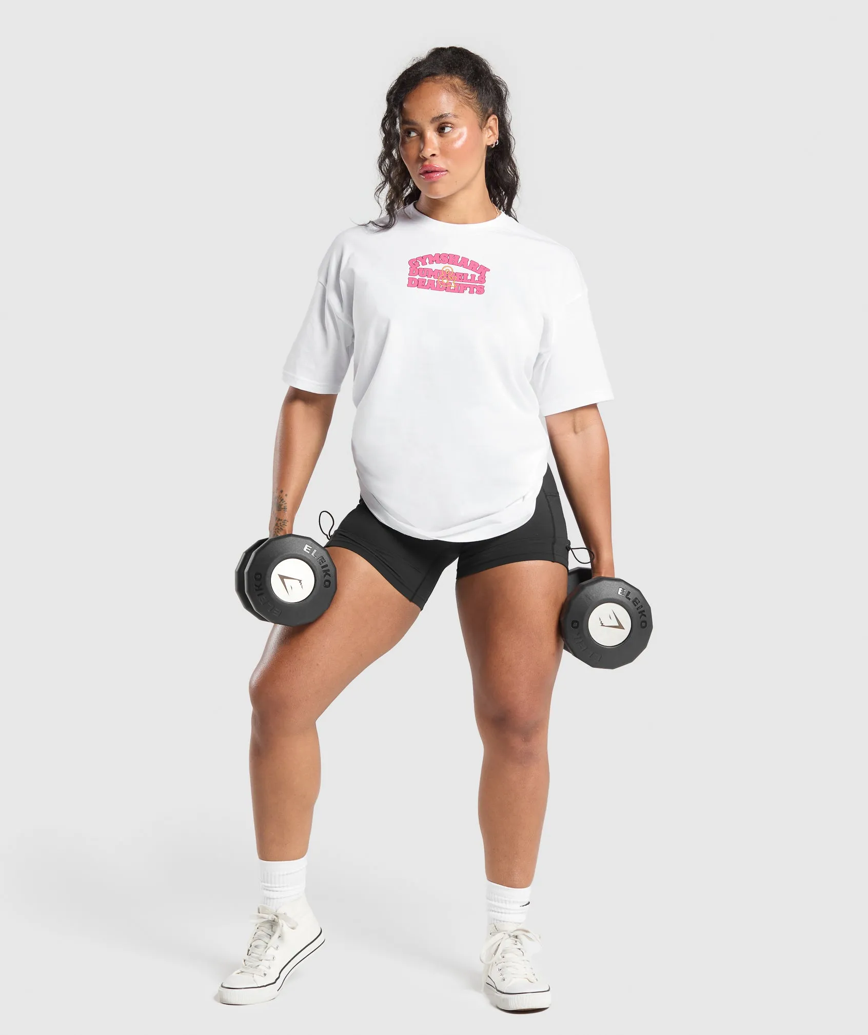 Gymshark Dumbells & Deadlifts Oversized T-Shirt - White sold by Gymshark product image thumbnail 4