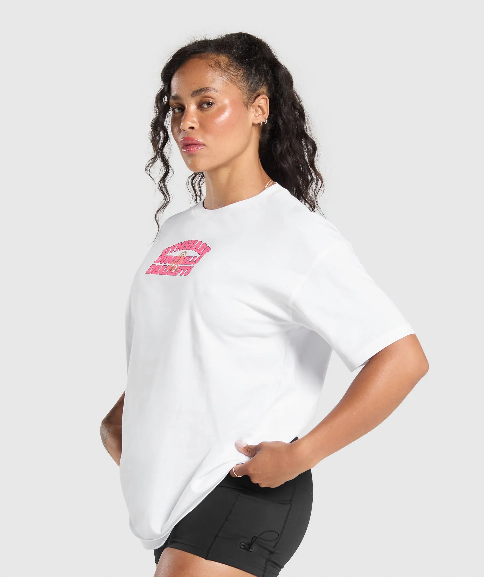 Gymshark Dumbells & Deadlifts Oversized T-Shirt - White sold by Gymshark product image thumbnail 3