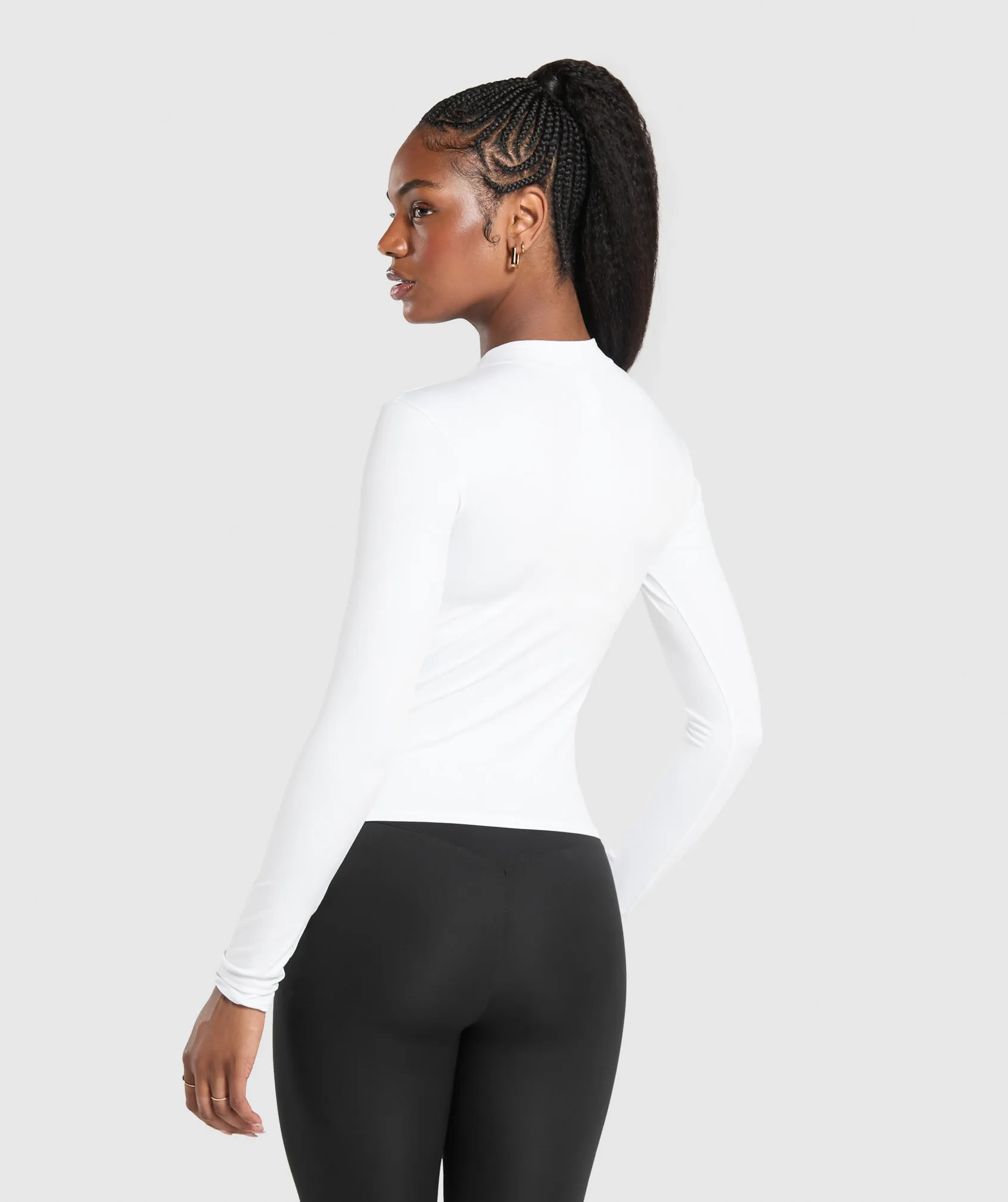 Gymshark Everyday High Neck Long Sleeve Top - White sold by Gymshark product image thumbnail 2