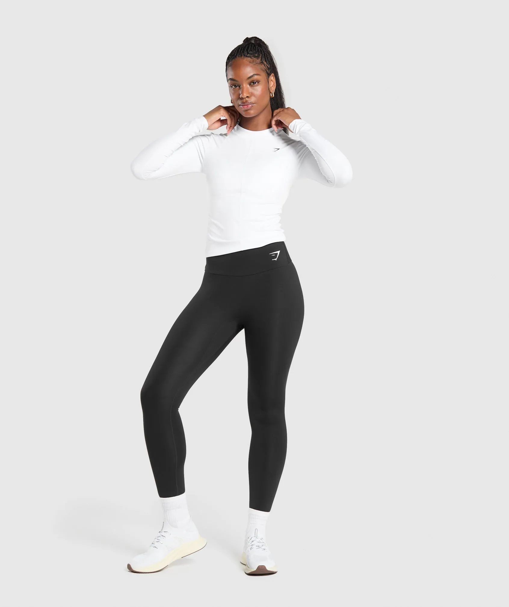 Gymshark Everyday High Neck Long Sleeve Top - White sold by Gymshark product image thumbnail 4
