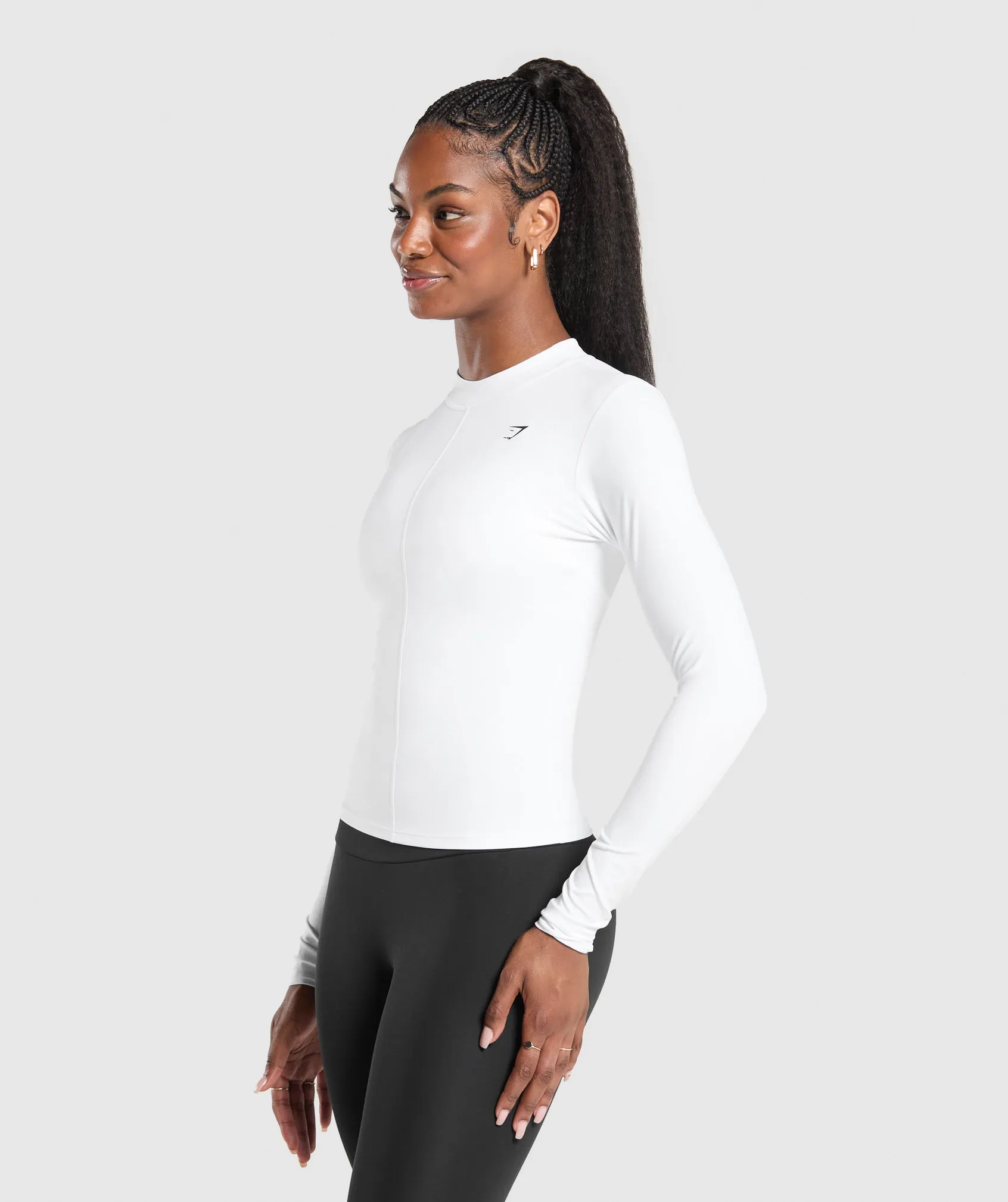 Gymshark Everyday High Neck Long Sleeve Top - White sold by Gymshark product image thumbnail 3