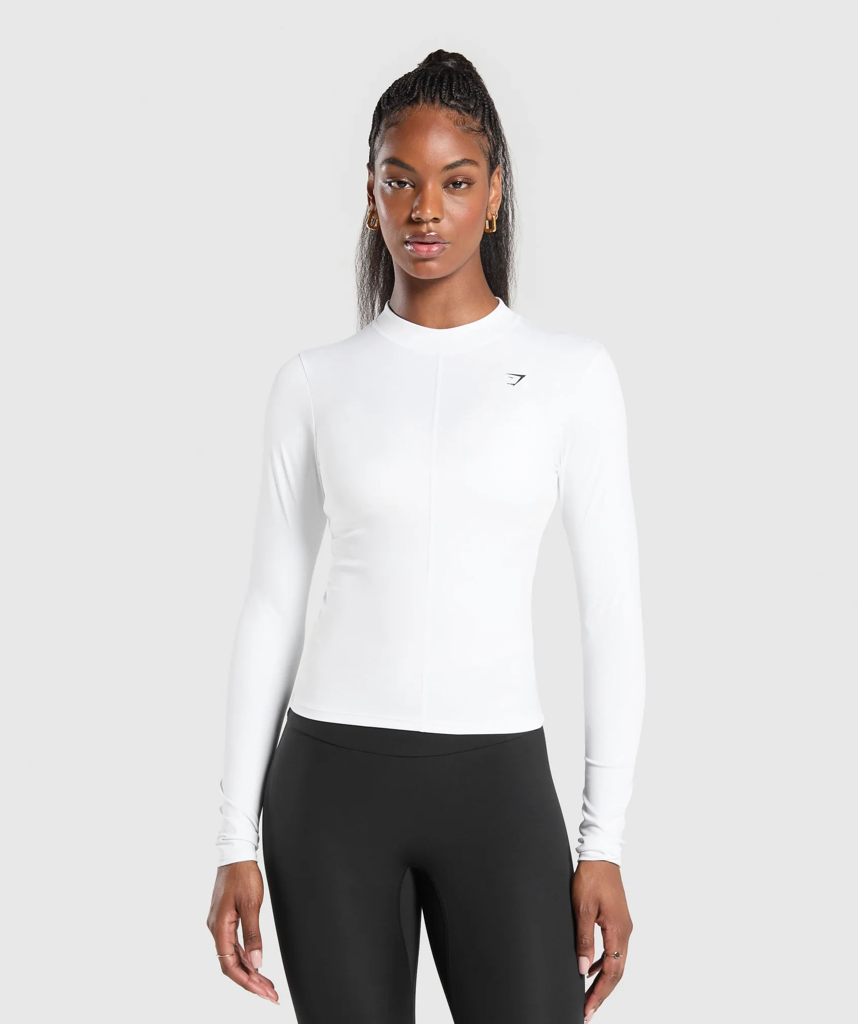 Gymshark Everyday High Neck Long Sleeve Top - White sold by Gymshark