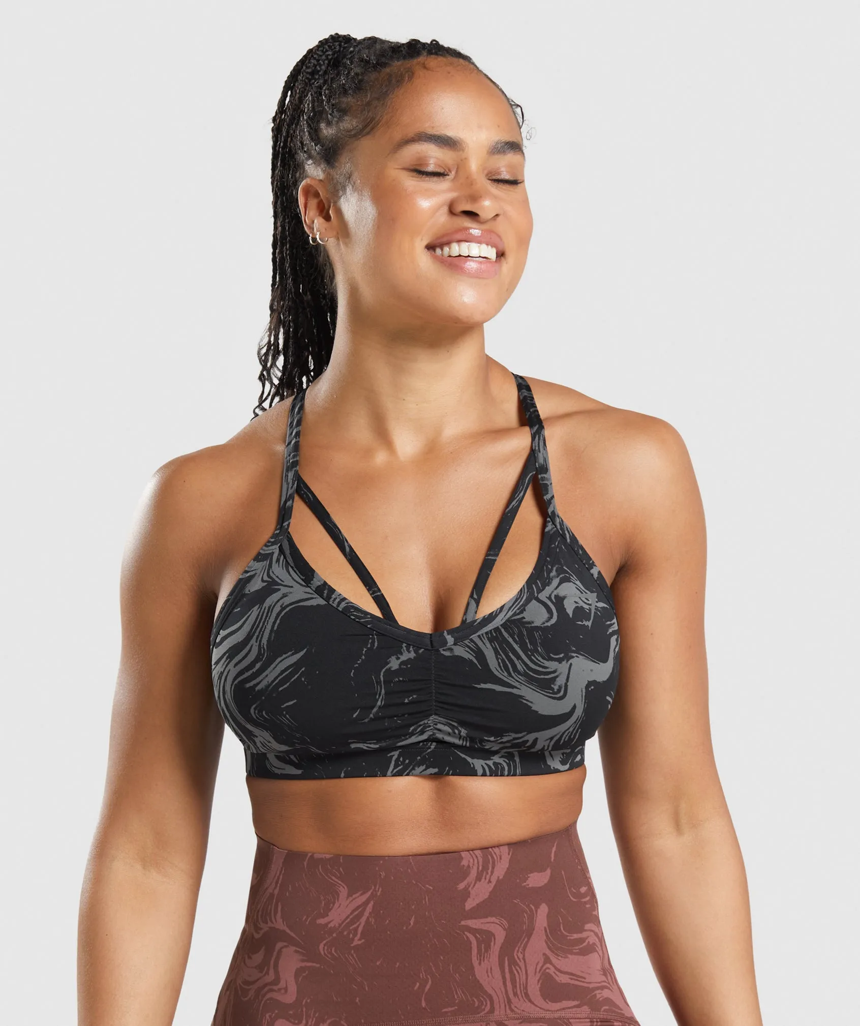 GS Power Sports Bra - Black Print sold by Gymshark