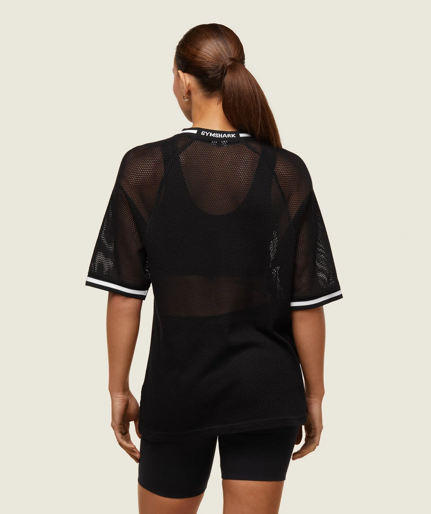 Gymshark everywear Mesh Layering Tee - Black/Soft White sold by Gymshark product image thumbnail 3