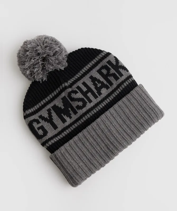 Gymshark Pom Beanie - Black/Coin Grey sold by Gymshark