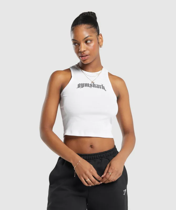 Gymshark Heavy Flex Graphic Midi Tank - White sold by Gymshark