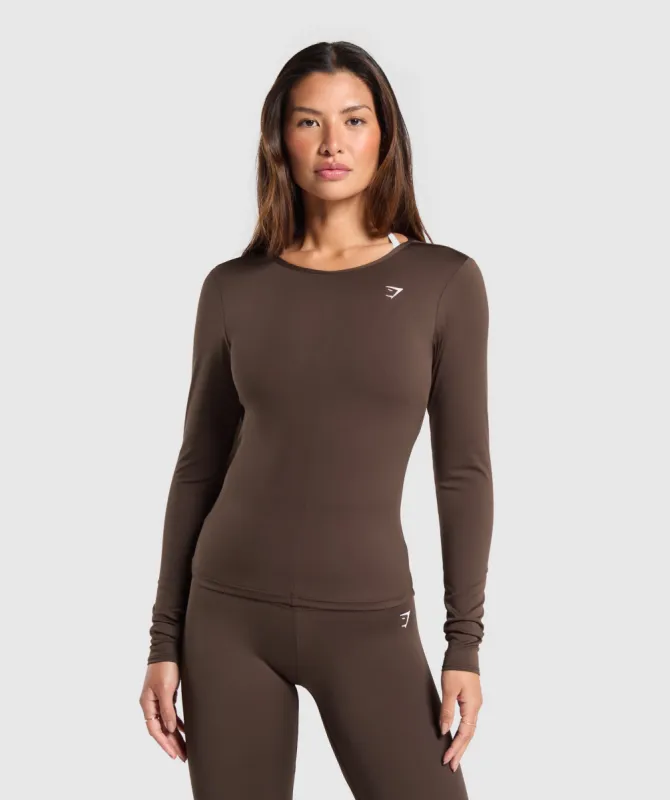 Gymshark Everyday Open Back Long Sleeve Top - Archive Brown sold by Gymshark