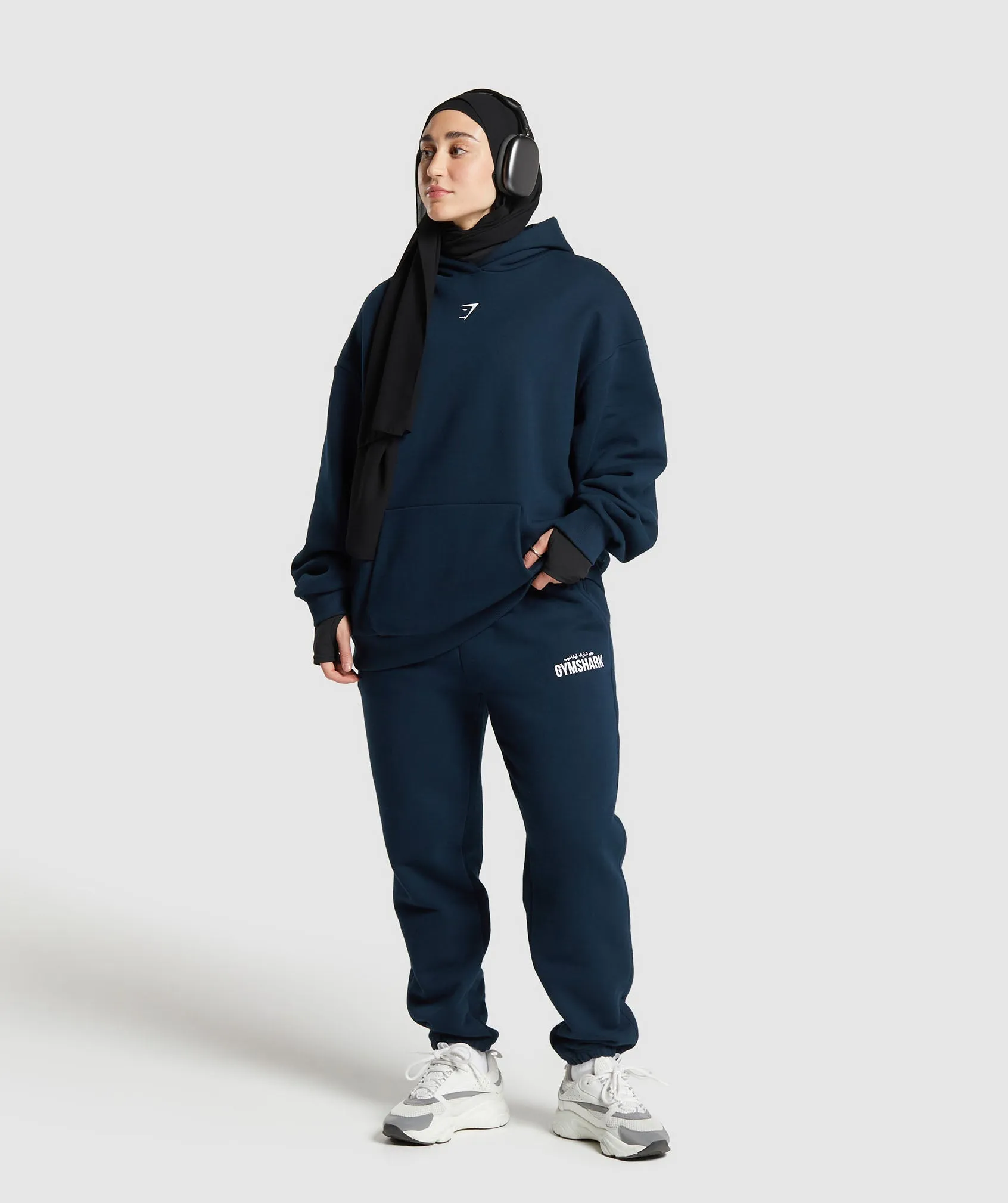 GS X Leana Deeb Oversized Graphic Hoodie - Navy sold by Gymshark product image thumbnail 4