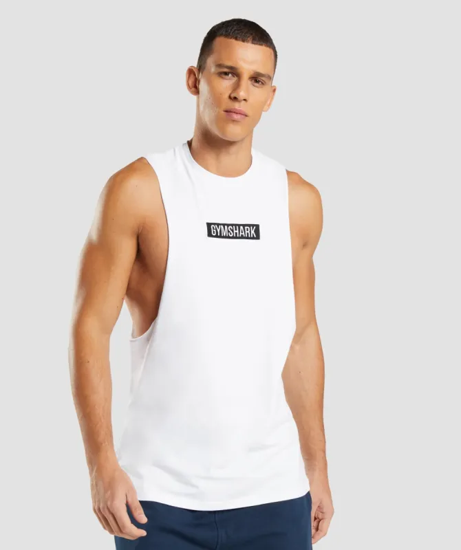 Gymshark Central Drop Arm Tank - White sold by Gymshark