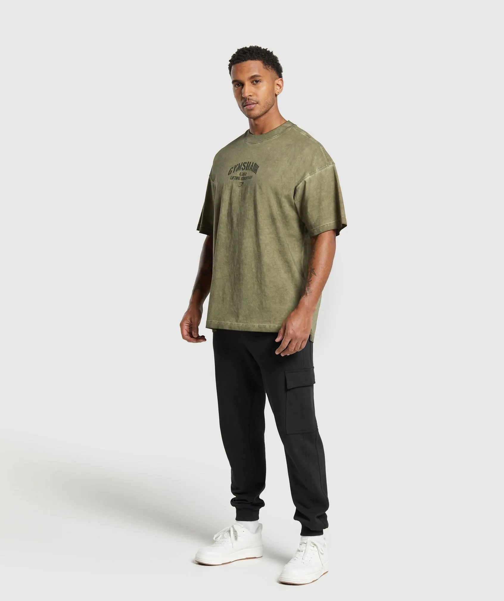 Gymshark Heavyweight Washed T-Shirt - Utility Green sold by Gymshark product image thumbnail 4
