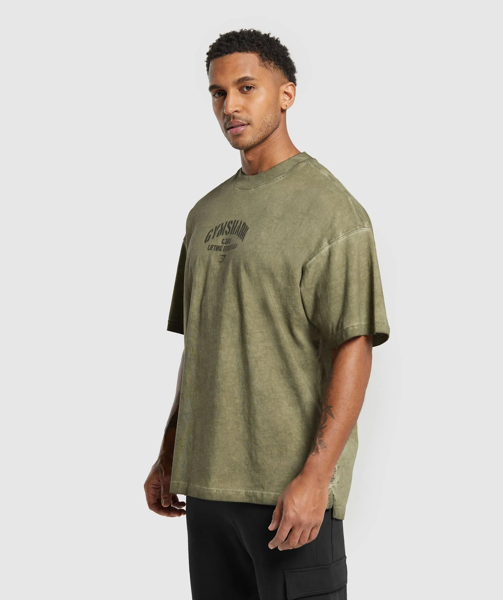 Gymshark Heavyweight Washed T-Shirt - Utility Green sold by Gymshark product image thumbnail 3