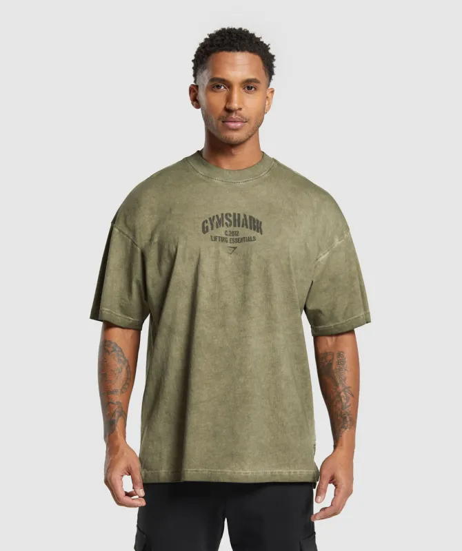 Gymshark Heavyweight Washed T-Shirt - Utility Green sold by Gymshark
