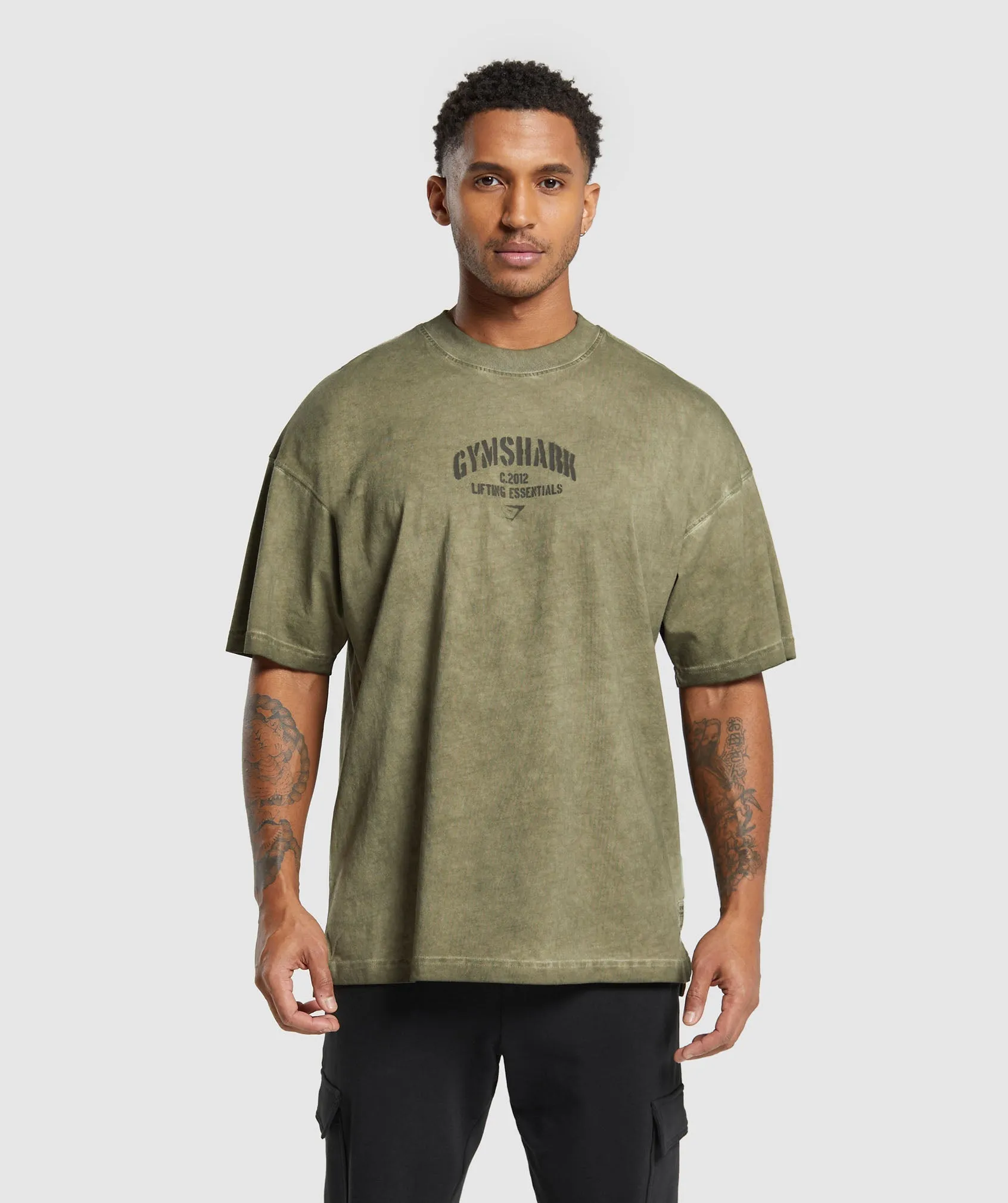 Gymshark Heavyweight Washed T-Shirt - Utility Green sold by Gymshark product image thumbnail 2
