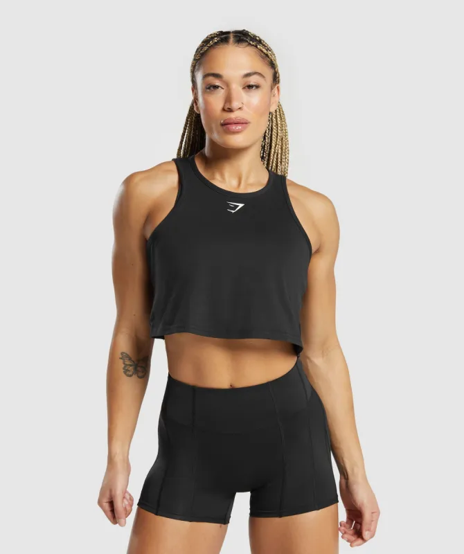 Gymshark Lifting Essential Cotton Crop Tank - Black sold by Gymshark