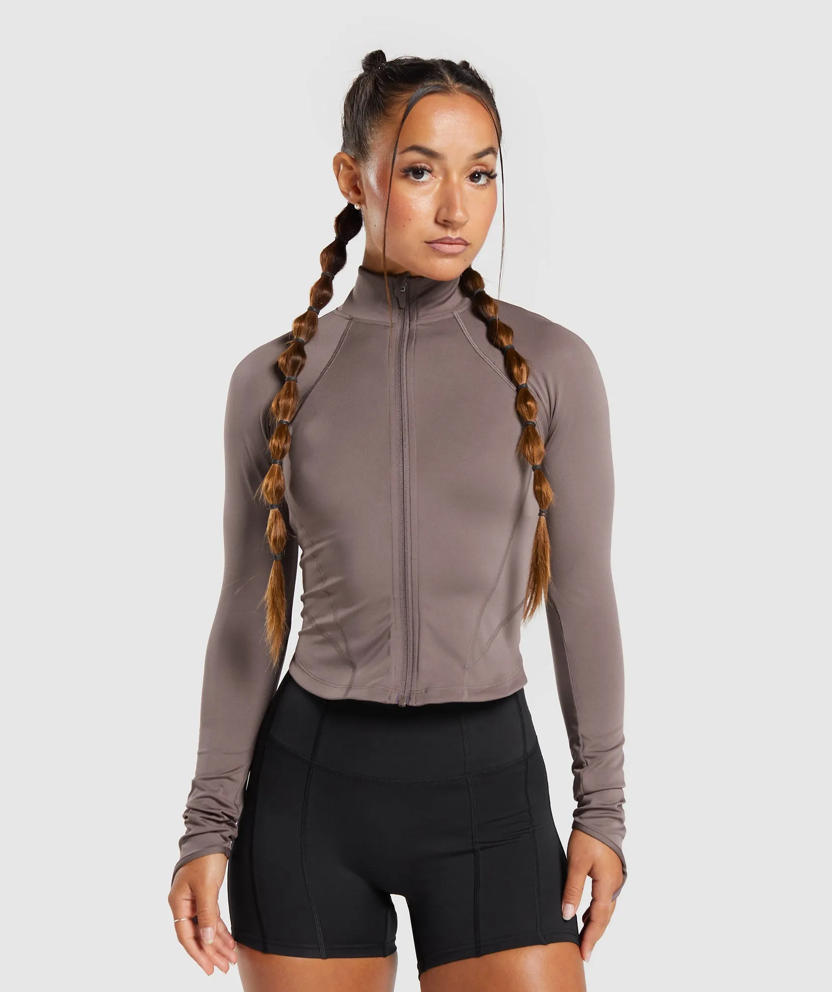 GS Power Midi Zip Up Jacket - Walnut Mauve sold by Gymshark
